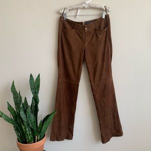 Ralph Lauren Brown Leather Suede Bootcut Pants